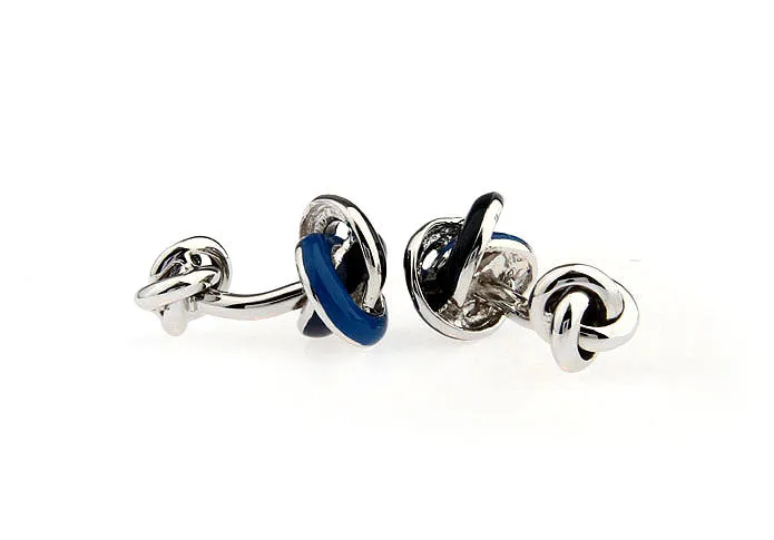 Pierrepont Navy & Black Knot Rhodium Plated Cufflinks