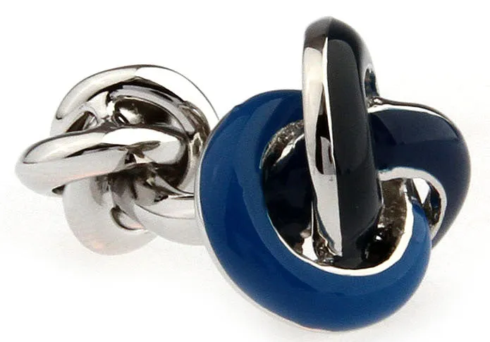 Pierrepont Navy & Black Knot Rhodium Plated Cufflinks