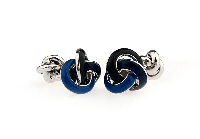 Pierrepont Navy & Black Knot Rhodium Plated Cufflinks