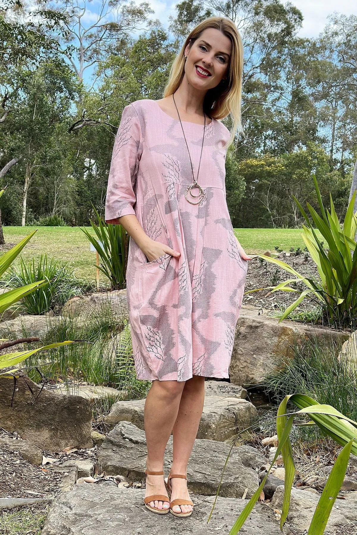 Pink Forest Midi Tunic Dress