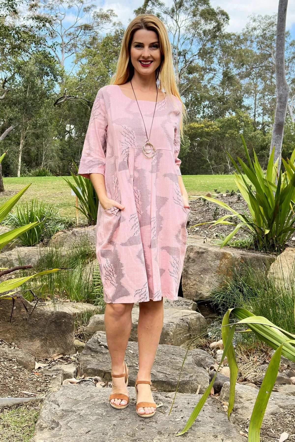 Pink Forest Midi Tunic Dress