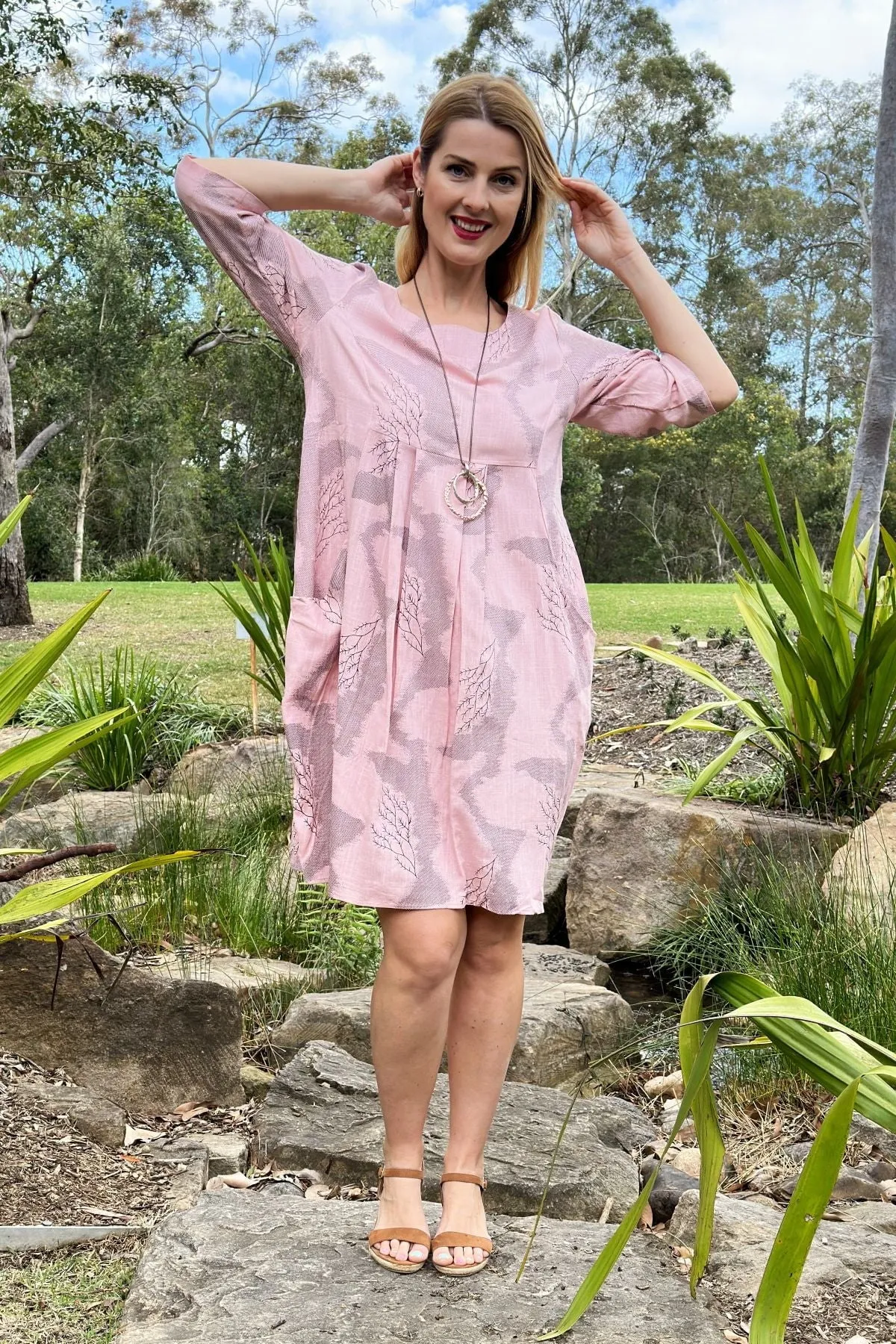 Pink Forest Midi Tunic Dress