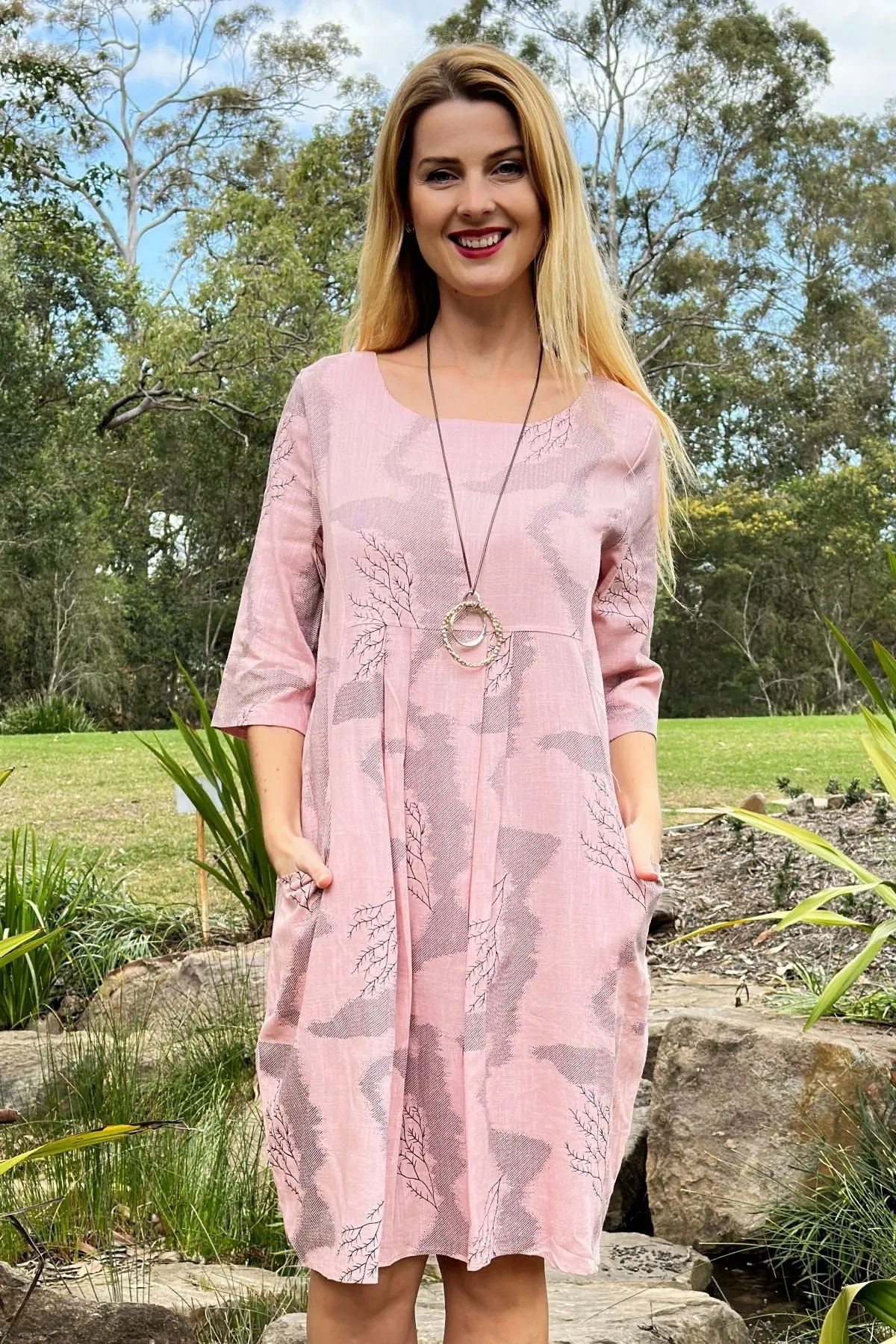 Pink Forest Midi Tunic Dress