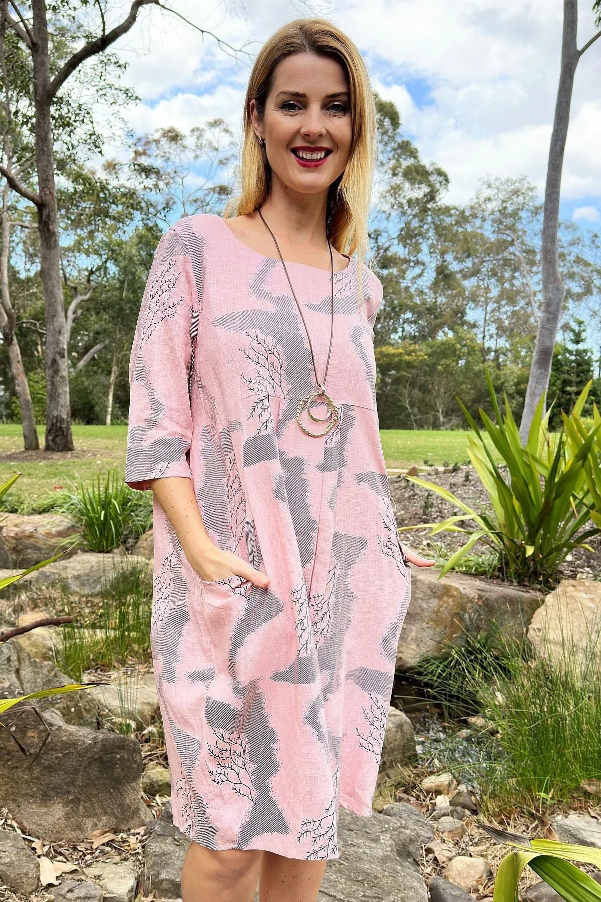 Pink Forest Midi Tunic Dress