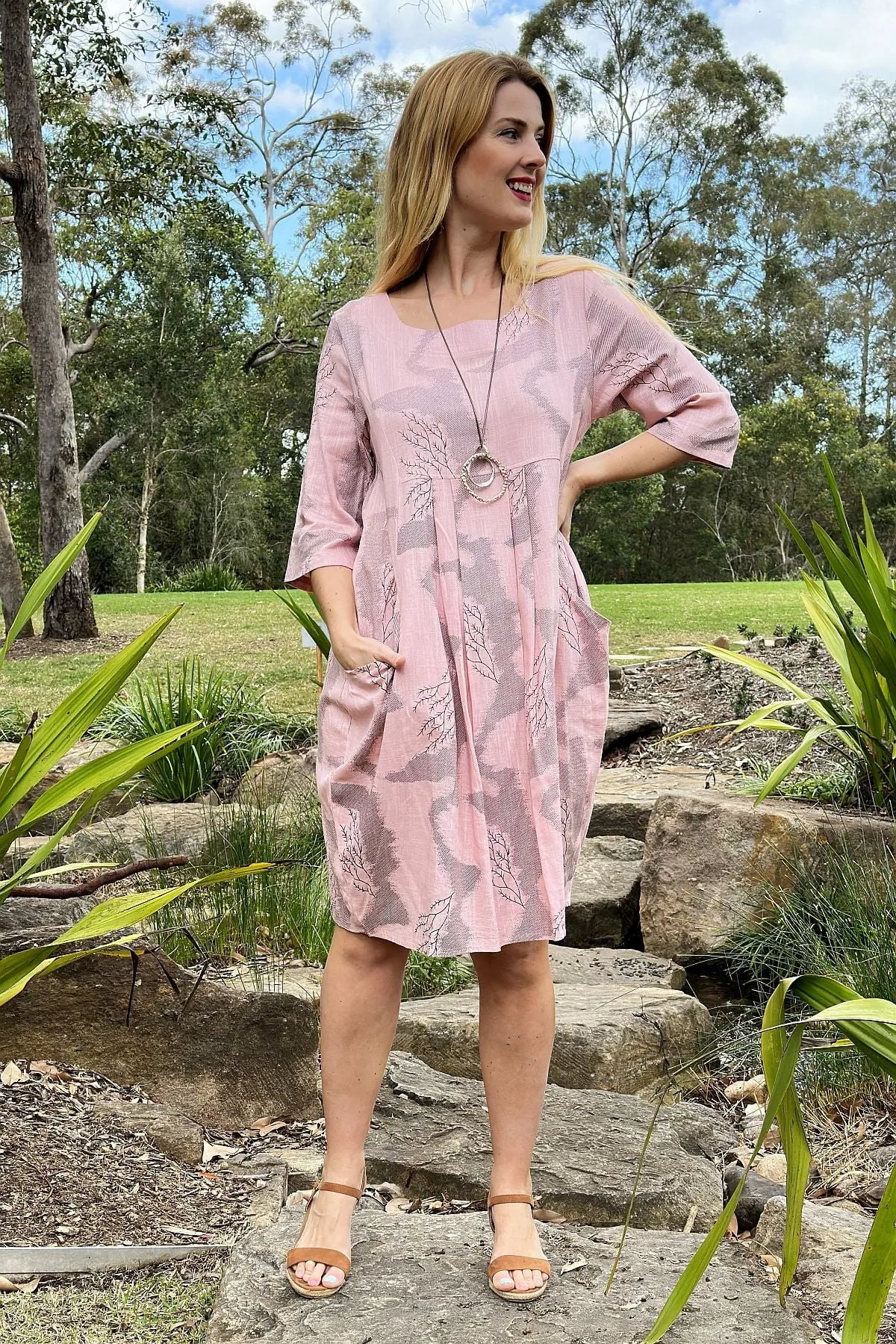 Pink Forest Midi Tunic Dress