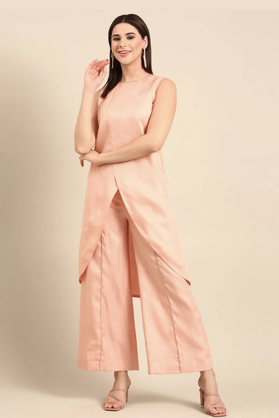 Pink Tunic & Wide-Leg Pant Co-Ord Set