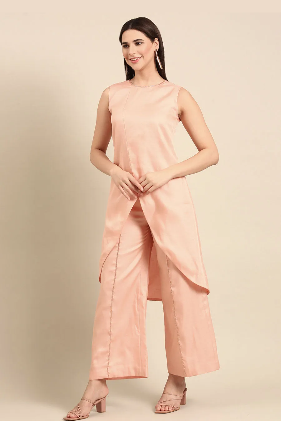 Pink Tunic & Wide-Leg Pant Co-Ord Set