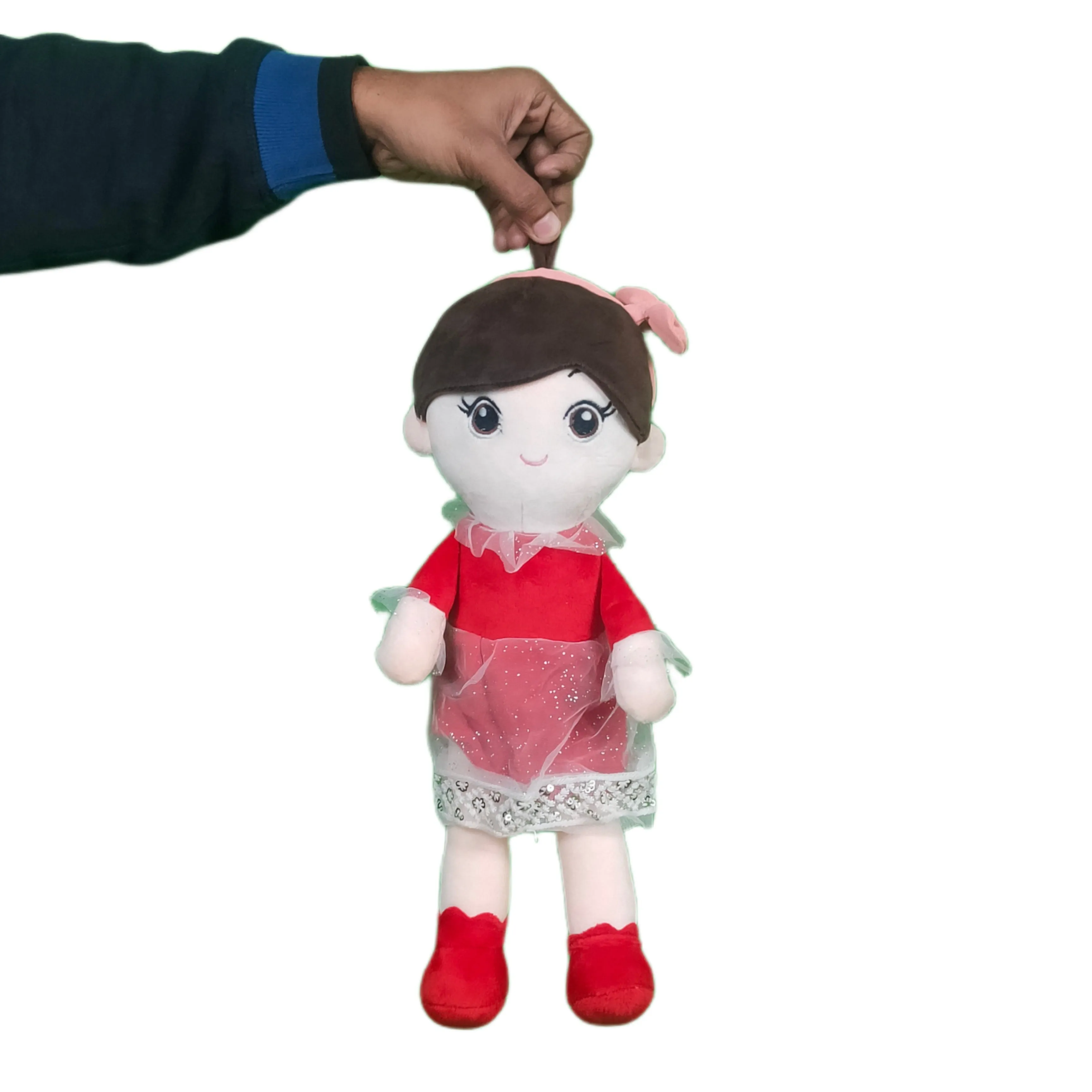 Play Hour Ellie Rag Doll Plush Soft Toy Wearing Red Dress for Ages 3 Years and Up, 45cm