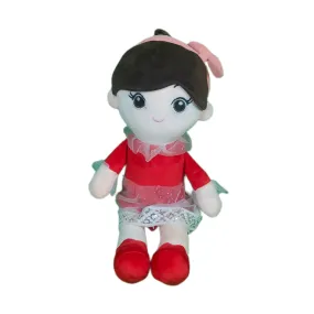 Play Hour Ellie Rag Doll Plush Soft Toy Wearing Red Dress for Ages 3 Years and Up, 45cm