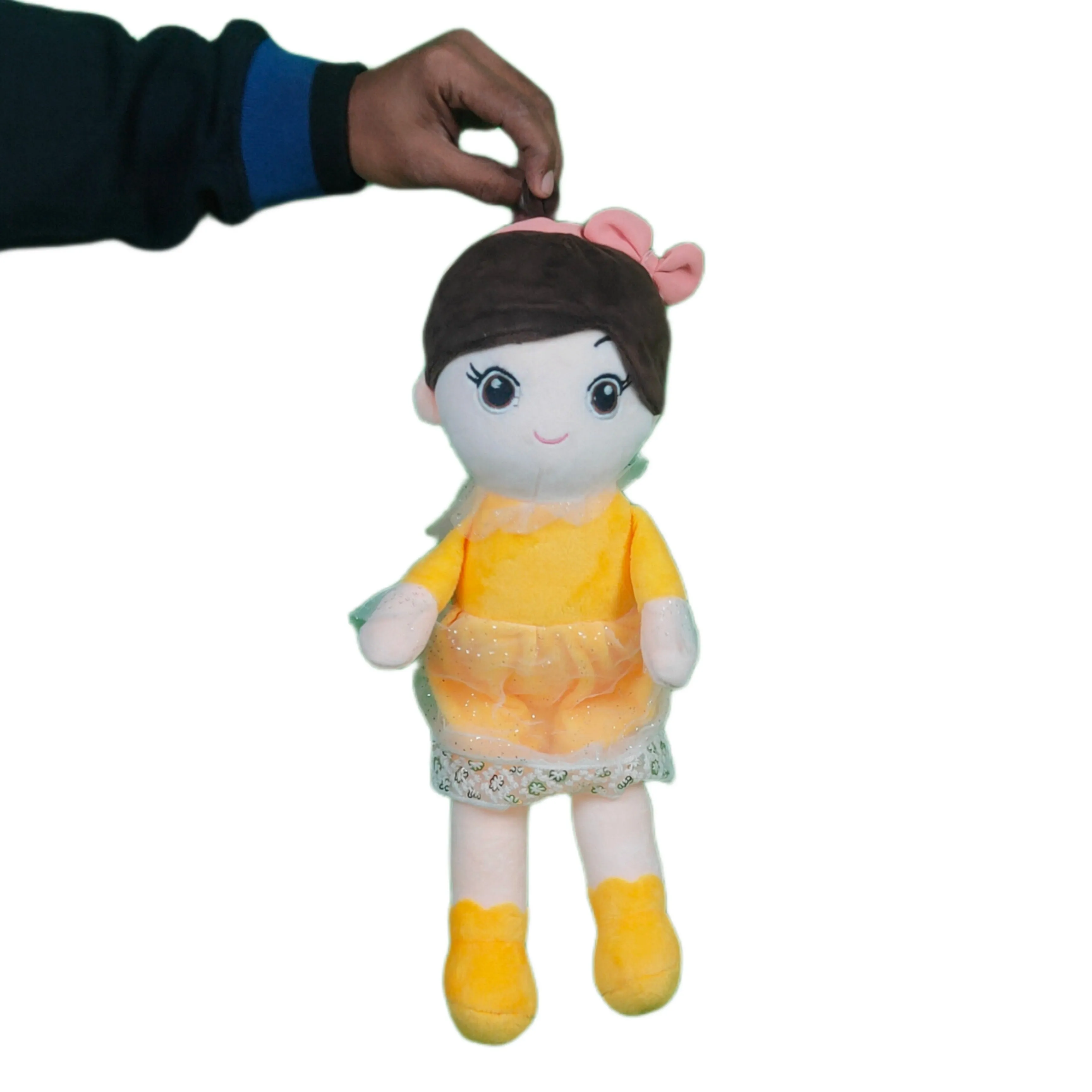 Play Hour Ellie Rag Doll Plush Soft Toy Wearing Yellow Dress for Ages 3 Years and Up, 45cm