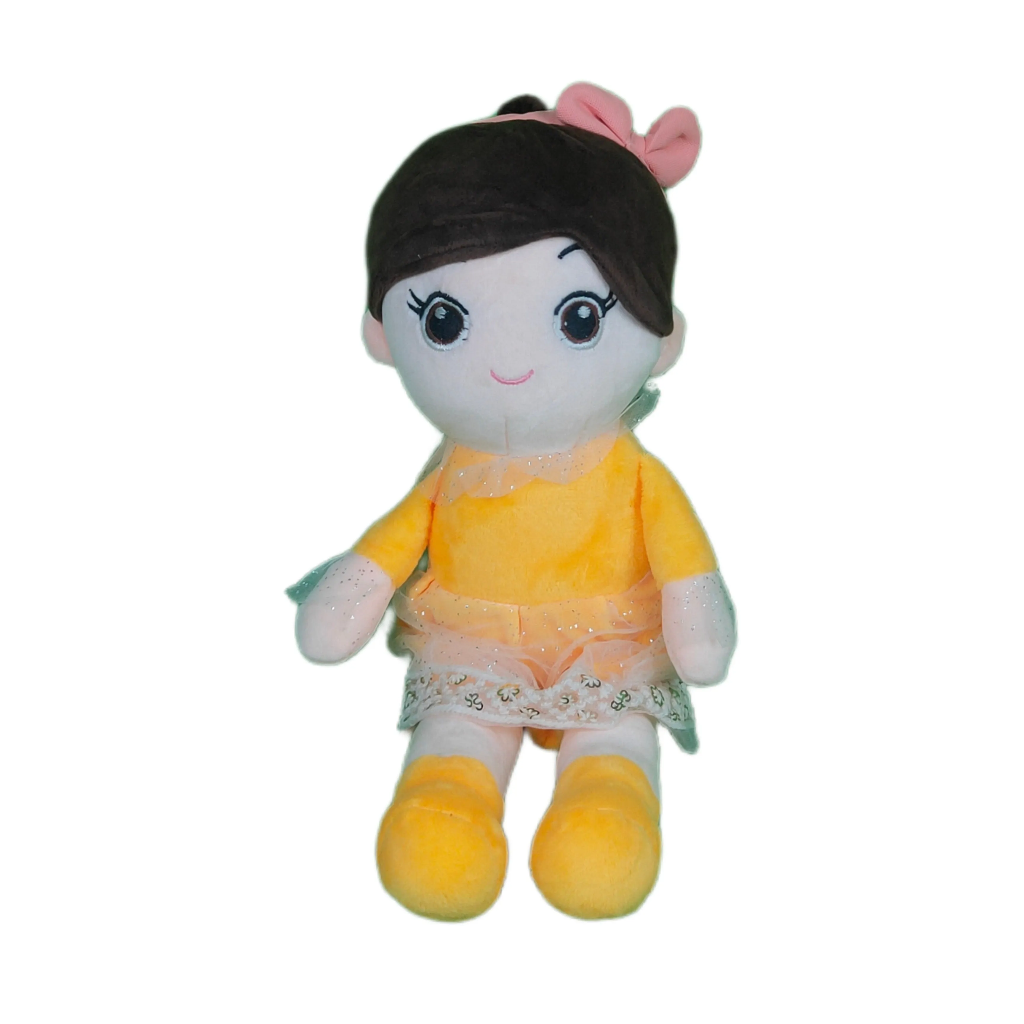 Play Hour Ellie Rag Doll Plush Soft Toy Wearing Yellow Dress for Ages 3 Years and Up, 45cm