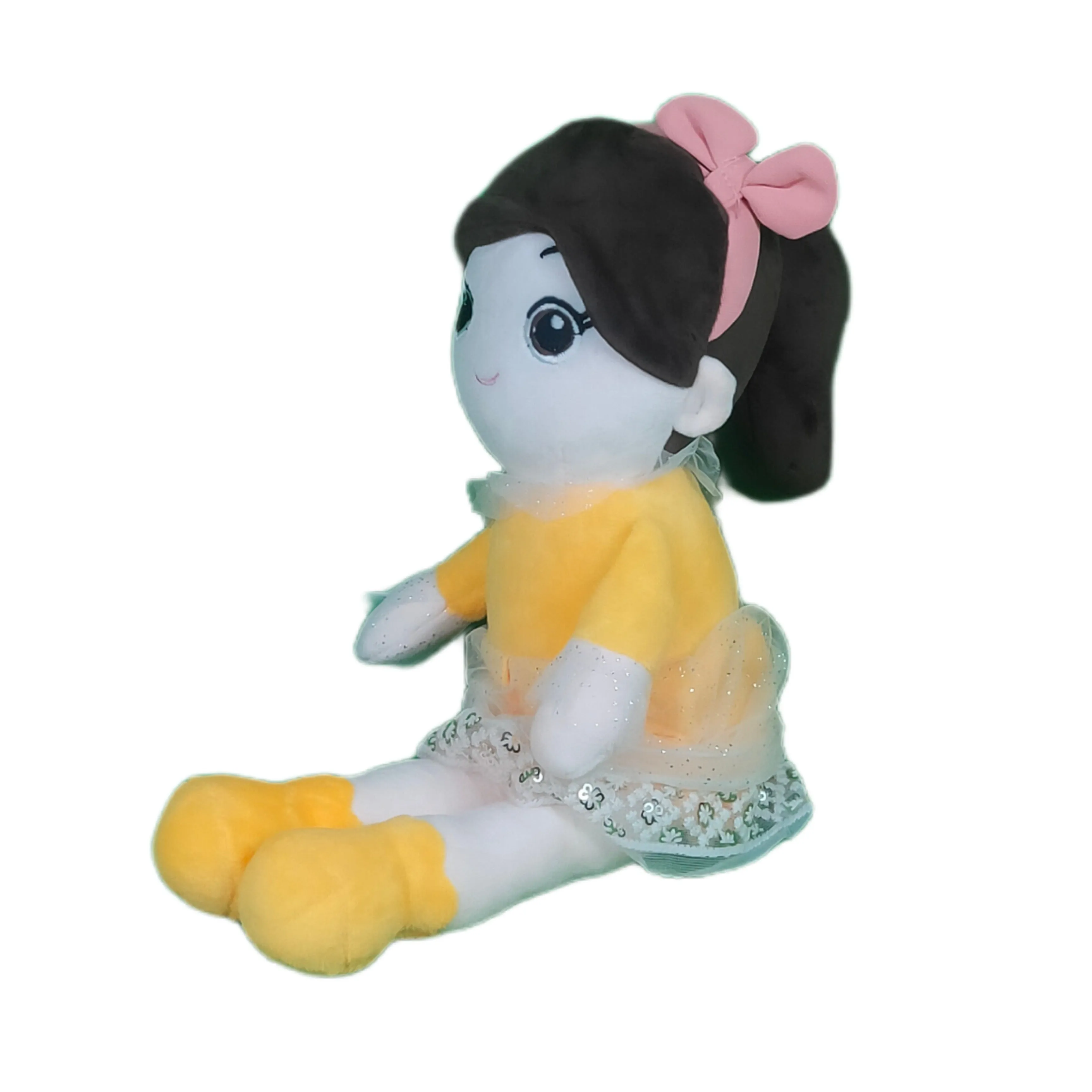 Play Hour Ellie Rag Doll Plush Soft Toy Wearing Yellow Dress for Ages 3 Years and Up, 45cm