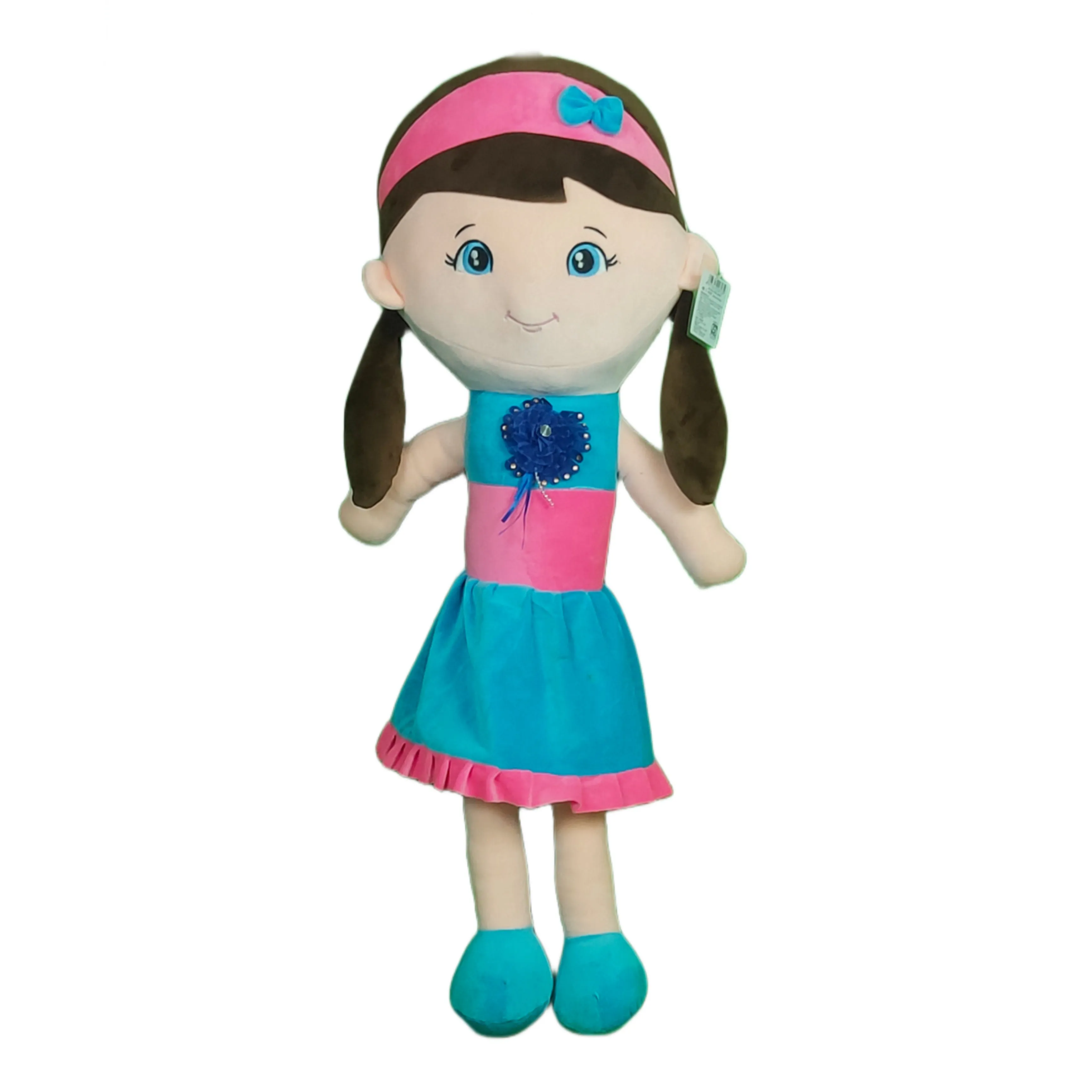 Play Hour Melly Rag Doll Plush Soft Toy Wearing Pink & Sky Dress for Ages 3 Years and Up, 80cm