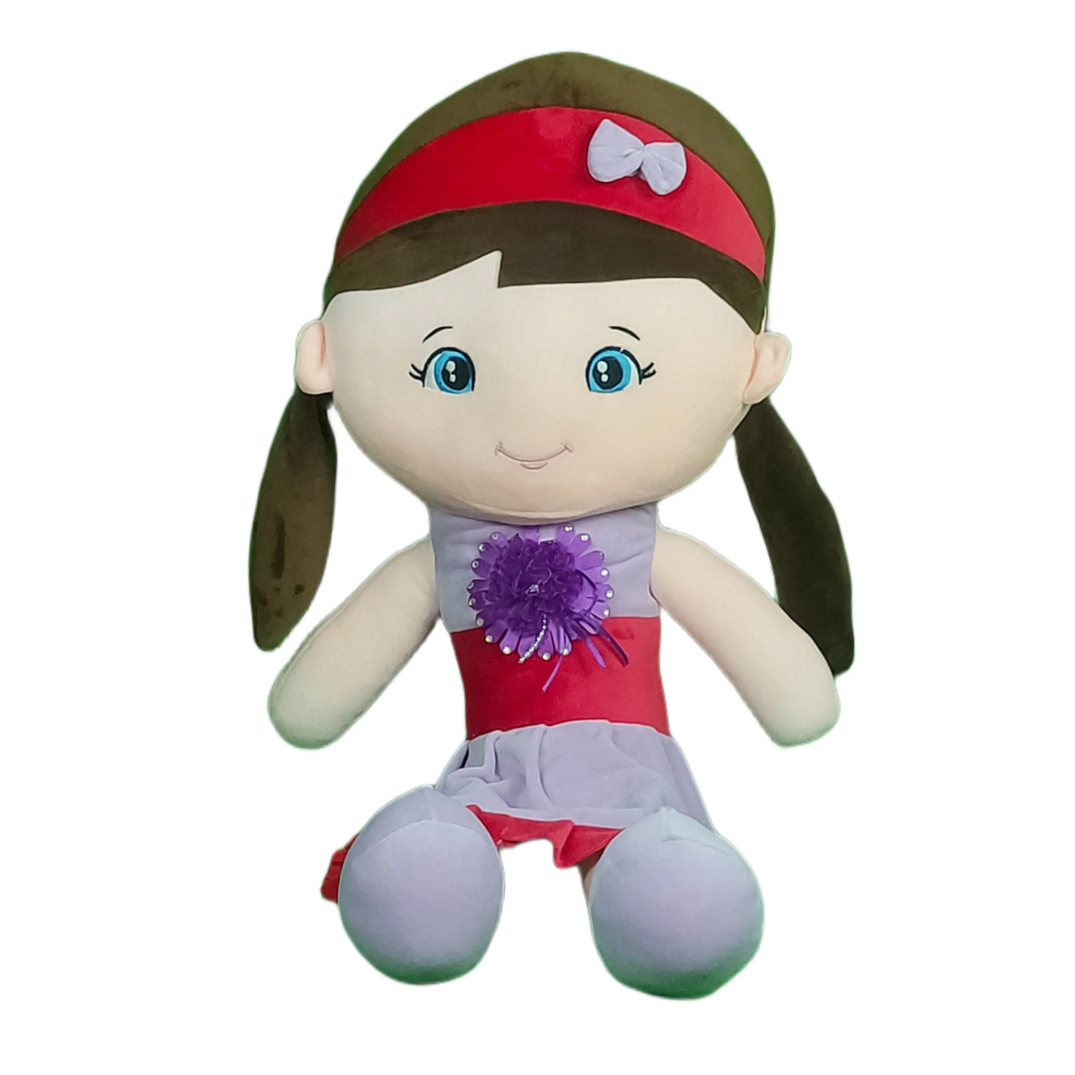 Play Hour Melly Rag Doll Plush Soft Toy Wearing Red & Lavender Dress for Ages 3 Years and Up, 80cm