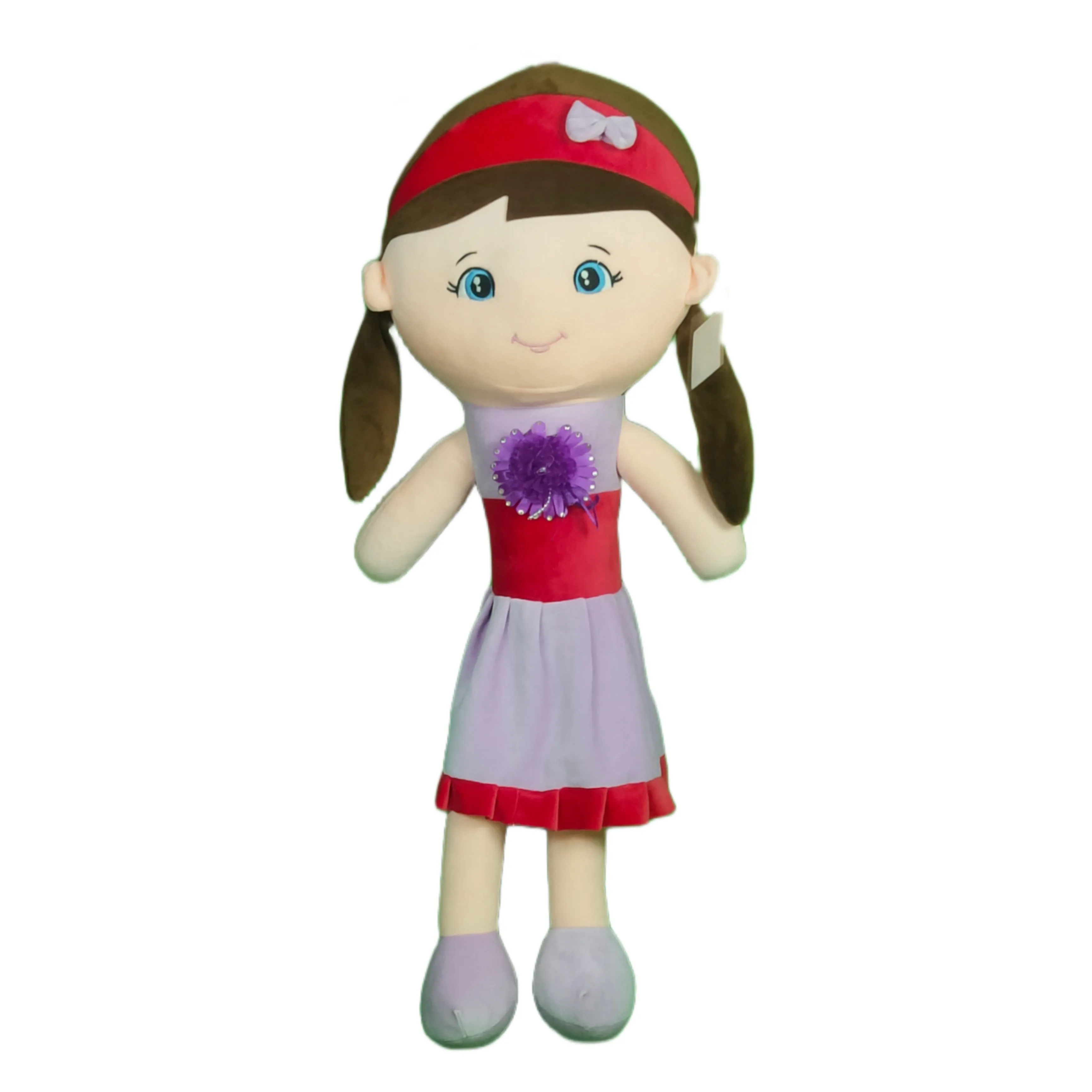 Play Hour Melly Rag Doll Plush Soft Toy Wearing Red & Lavender Dress for Ages 3 Years and Up, 80cm