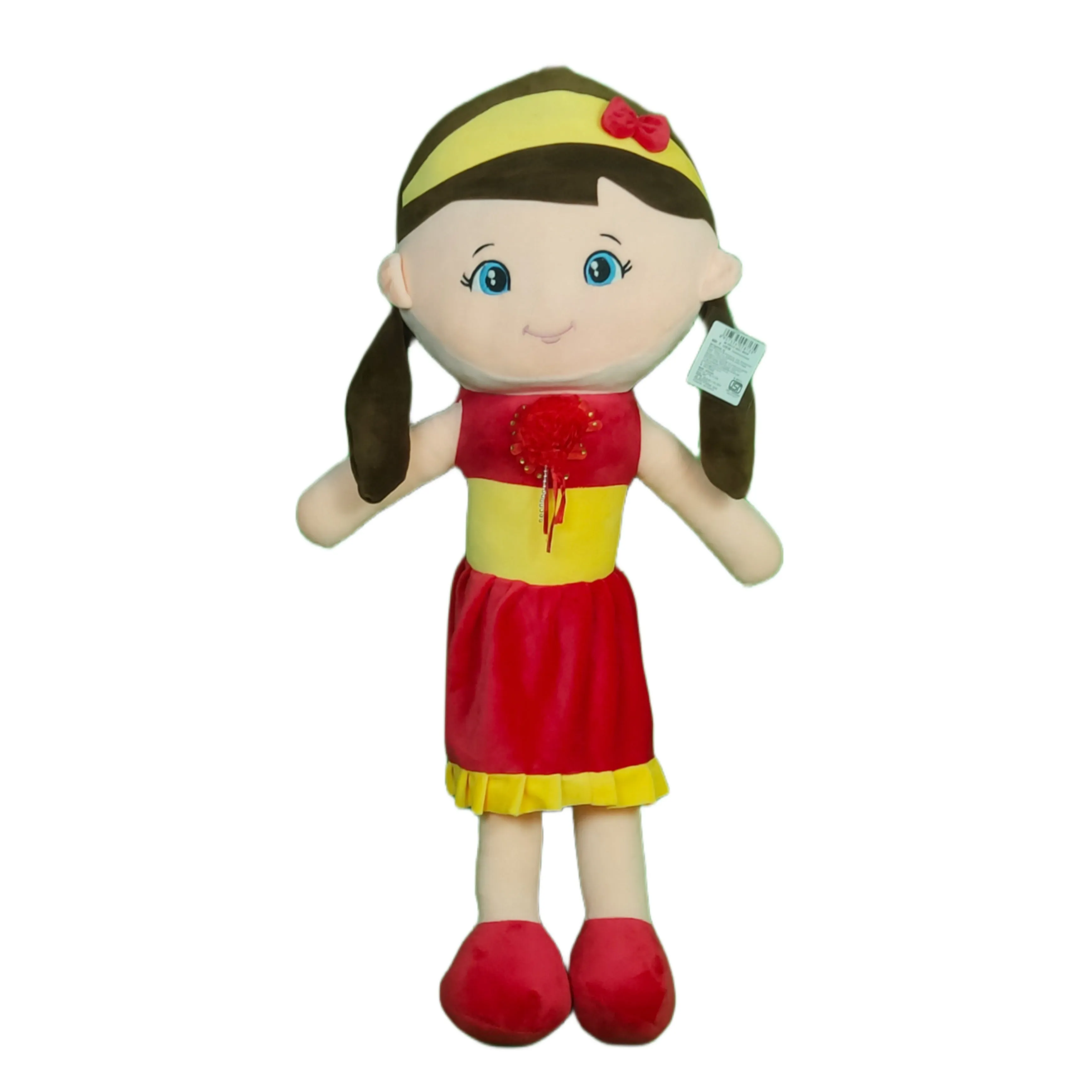 Play Hour Melly Rag Doll Plush Soft Toy Wearing Yellow & Red Dress for Ages 3 Years and Up, 80cm