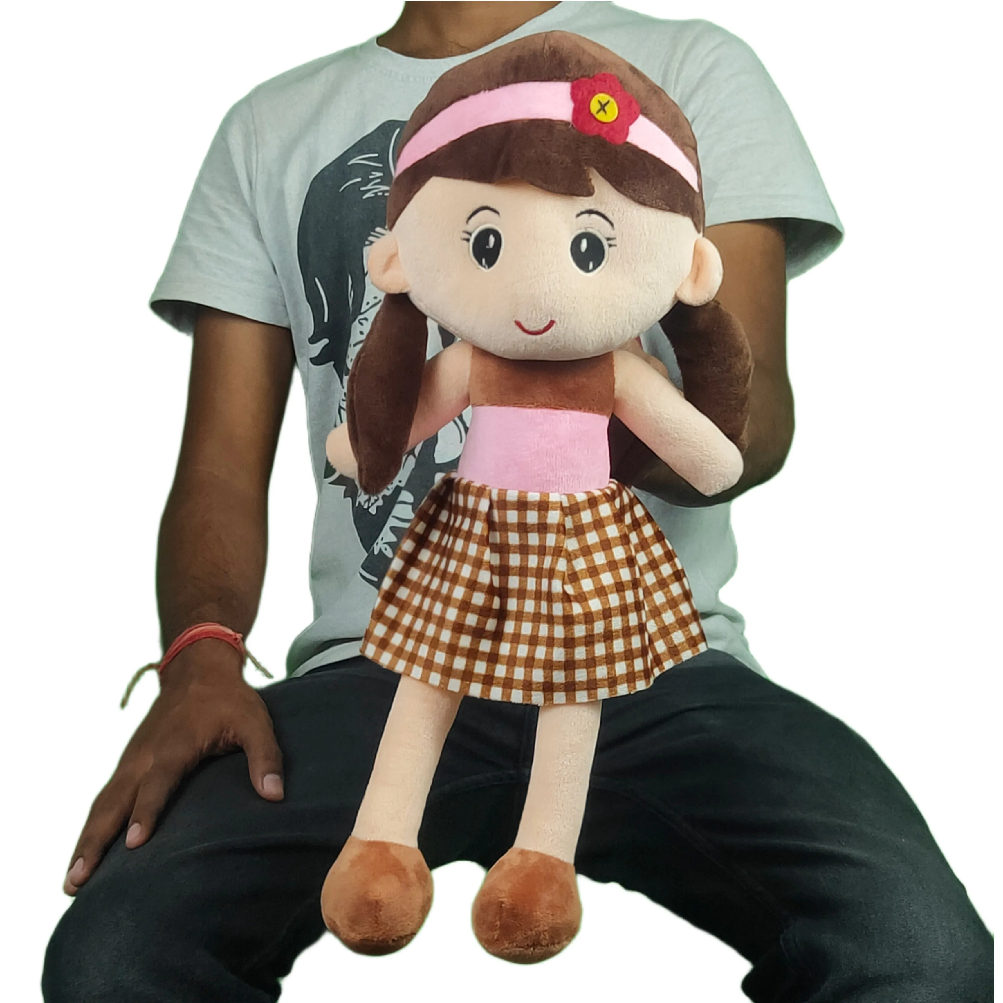 Play Hour Molly Rag Doll Plush Soft Toy Wearing Brown Dress for Ages 3 Years and Up, 50cm