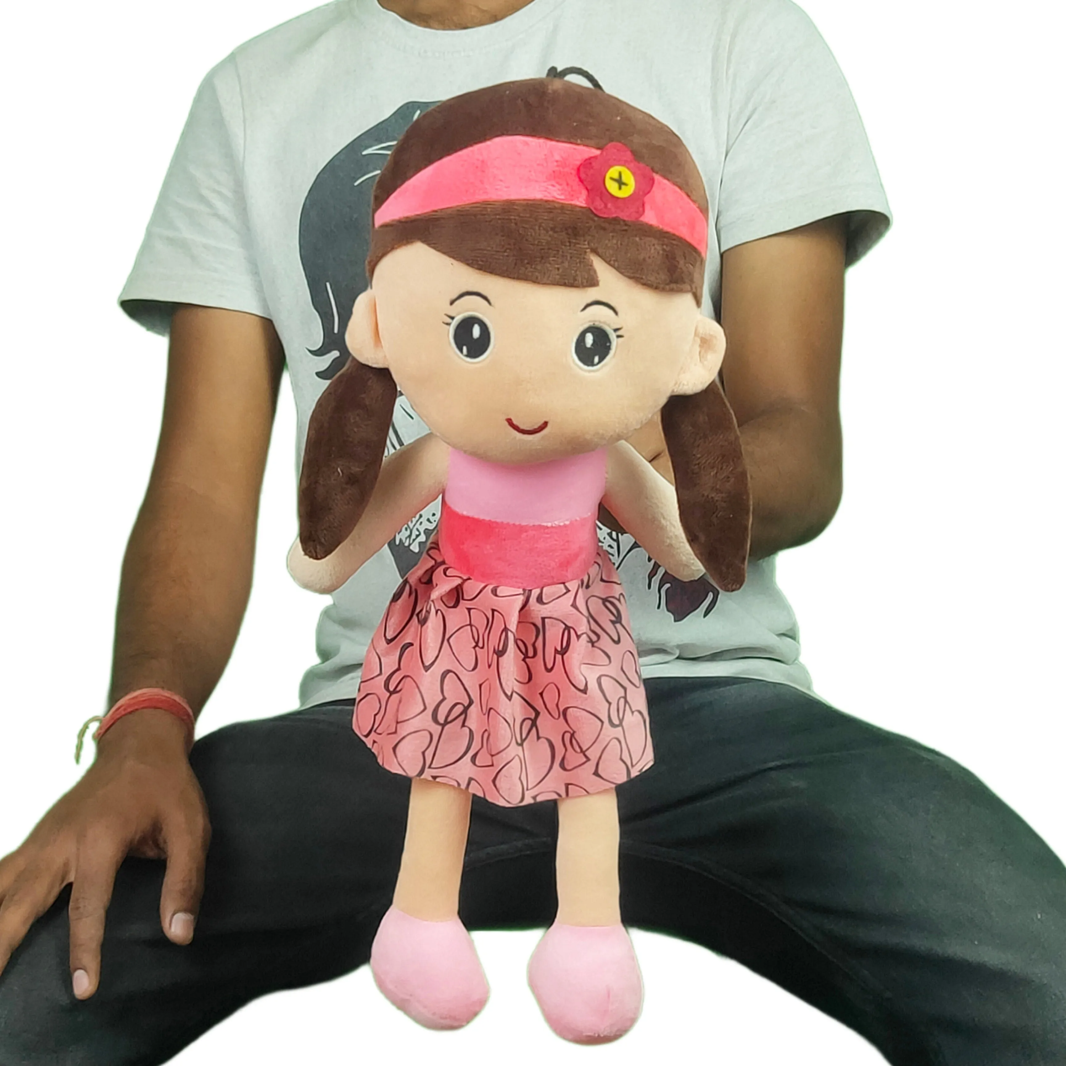 Play Hour Molly Rag Doll Plush Soft Toy Wearing Pink Dress for Ages 3 Years and Up, 50cm