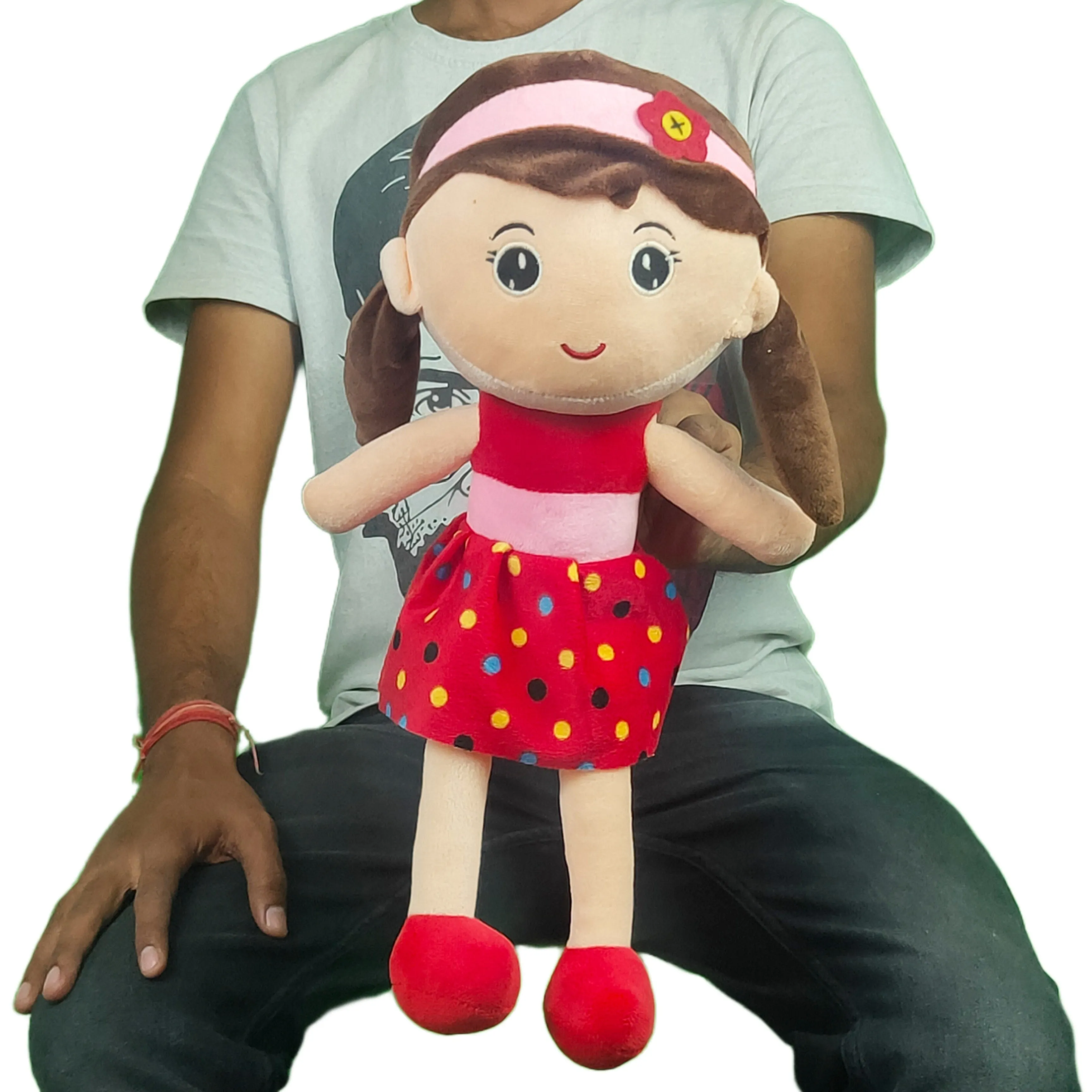 Play Hour Molly Rag Doll Plush Soft Toy Wearing Red Dress for Ages 3 Years and Up, 50cm