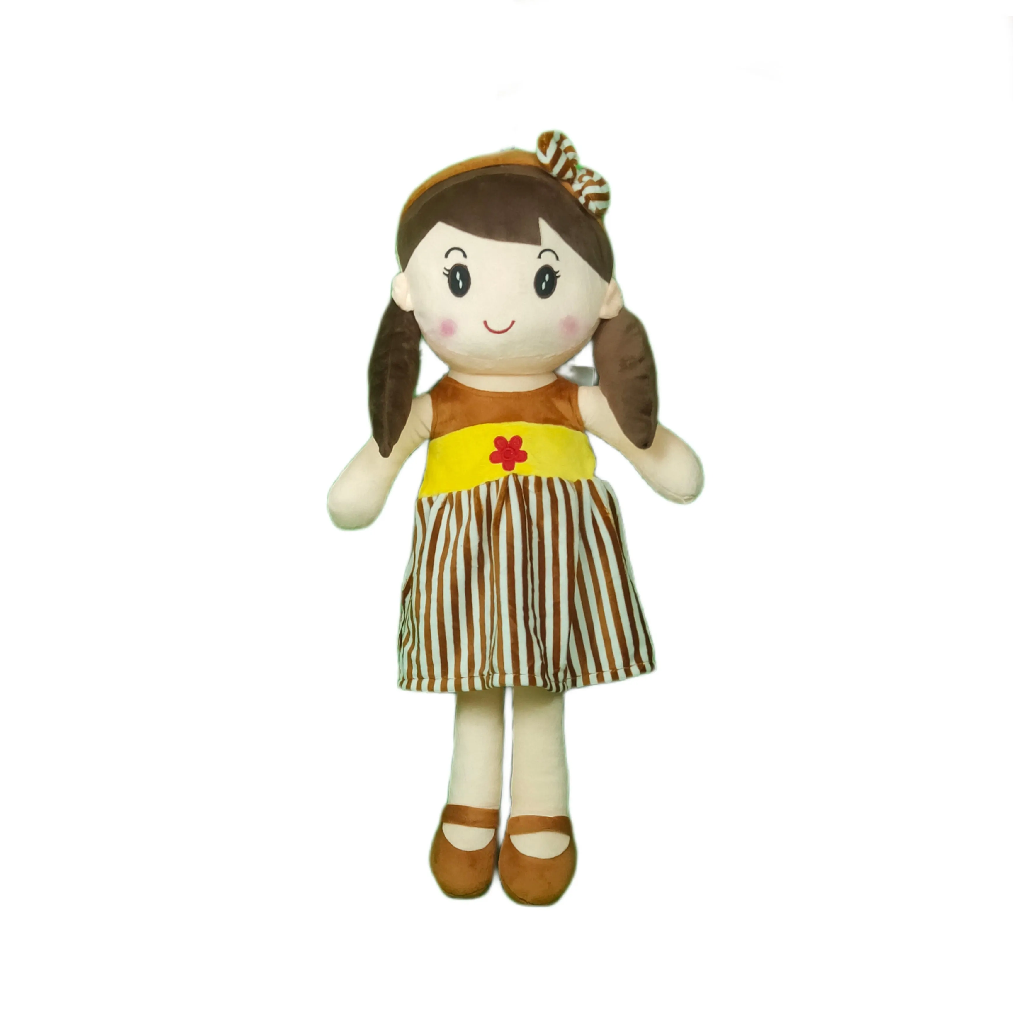 Play Hour Winky Rag Doll Plush Soft Toy Wearing Brown Dress for Ages 3 Years and Up, 60cm