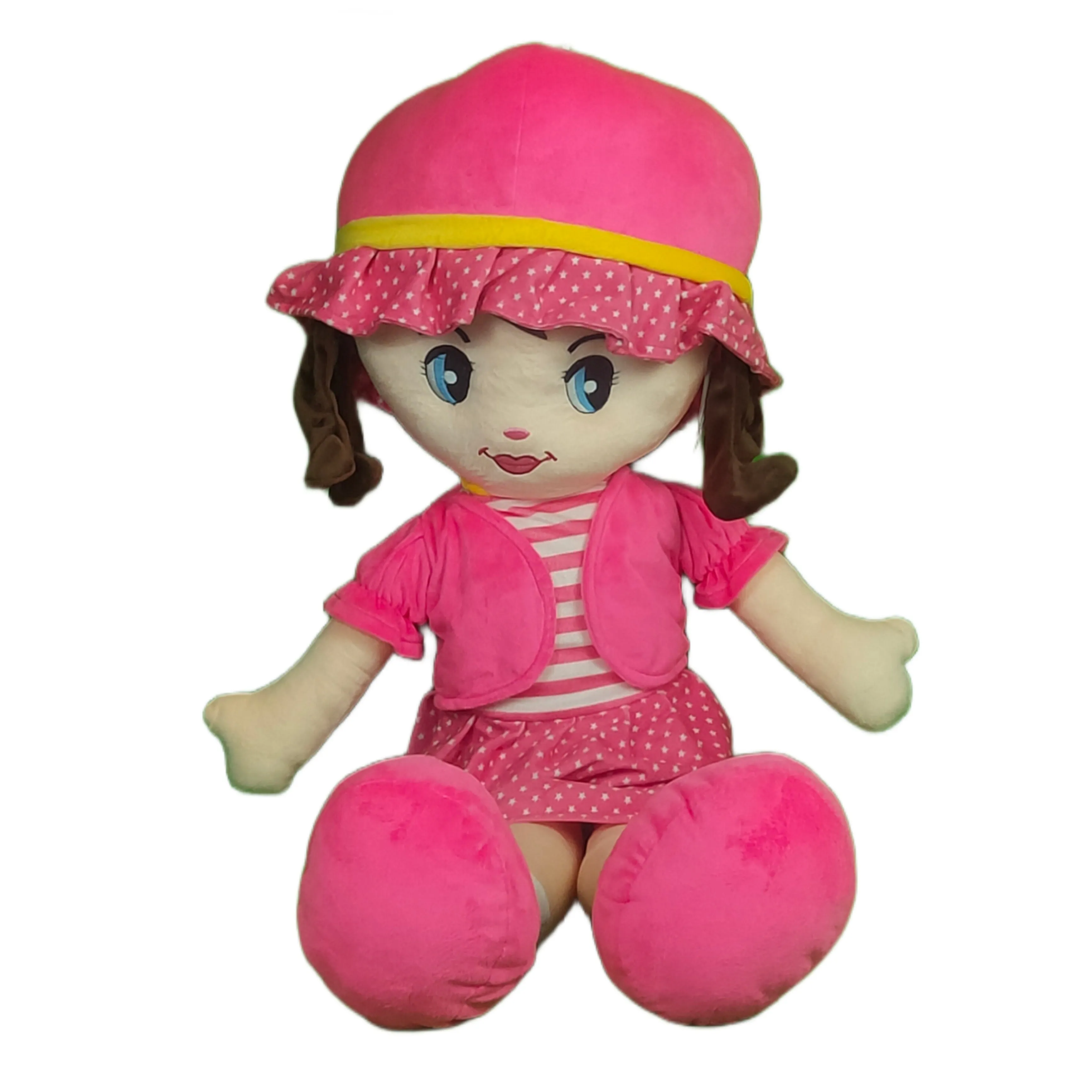 Play Hour Winky Rag Doll Plush Soft Toy Wearing Pink Dress for Ages 3 Years and Up, 100cm