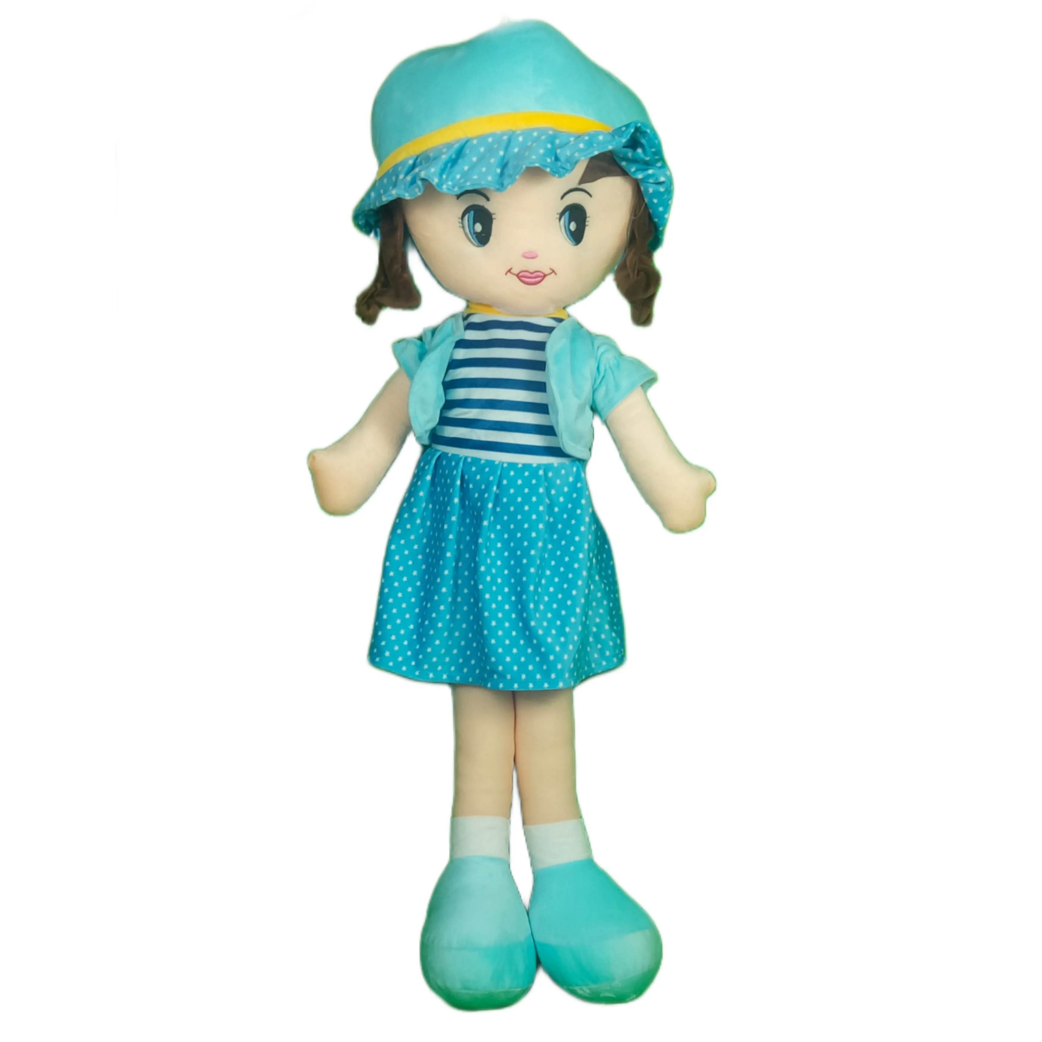 Play Hour Winky Rag Doll Plush Soft Toy Wearing Sky Dress for Ages 3 Years and Up, 100cm