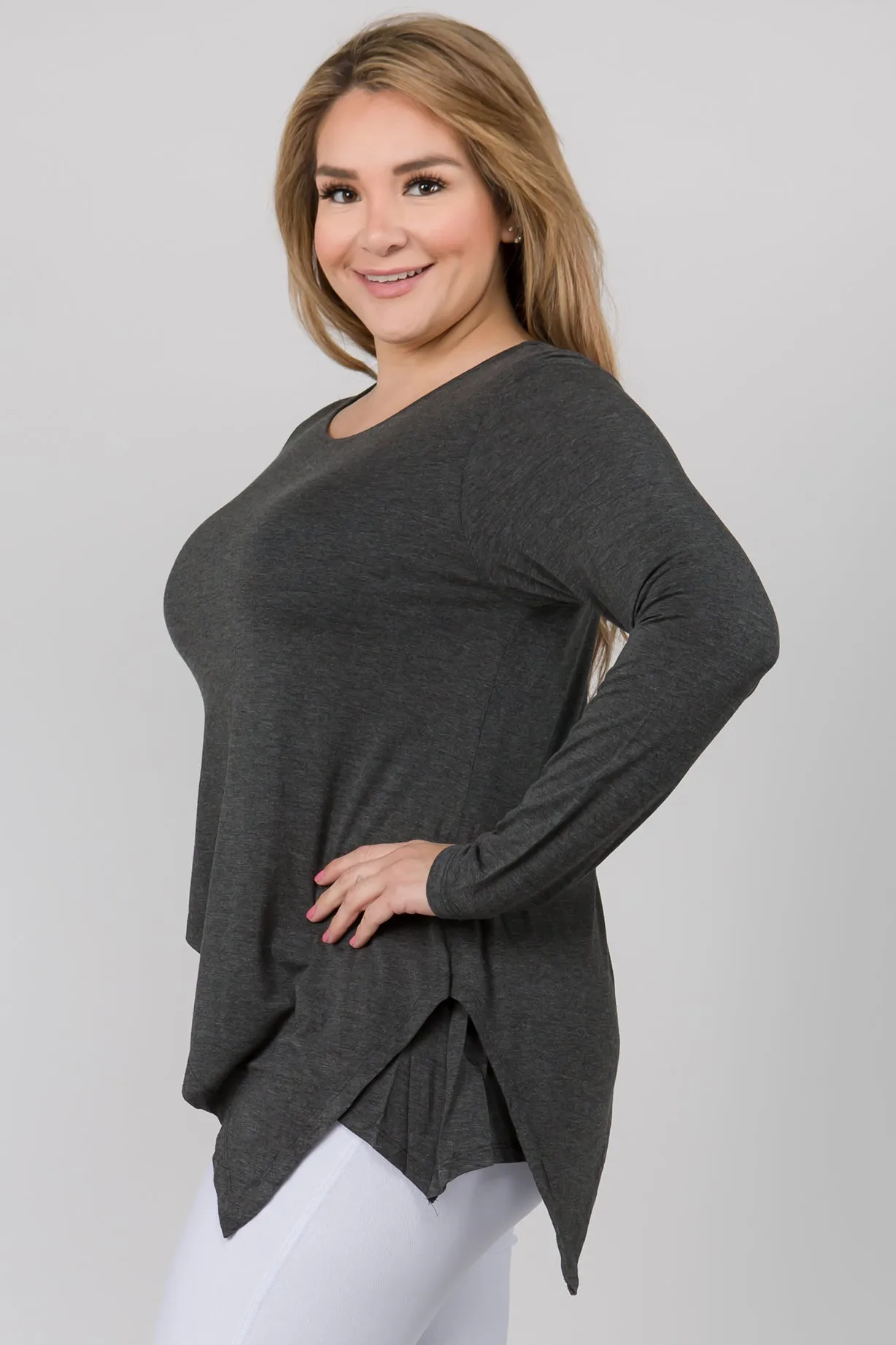 Plus Size Asymmetrical Tunic Top