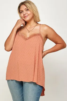 Plus Size, Clip Dot Solid Cami Tunic