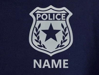 Police Youth Sized Hoodie in Navy with Badge and Personalized Name - Optional Police Department on Back