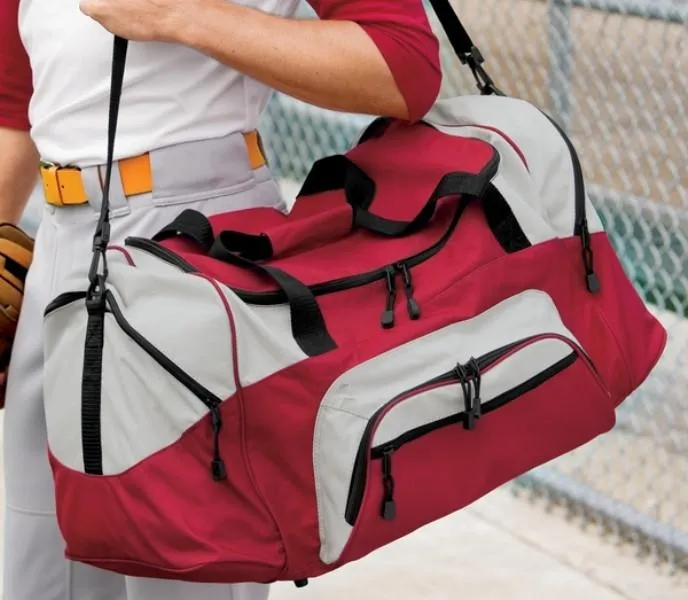 Poly Colorblock Sport Duffel  With Two Large Zippered Pockets