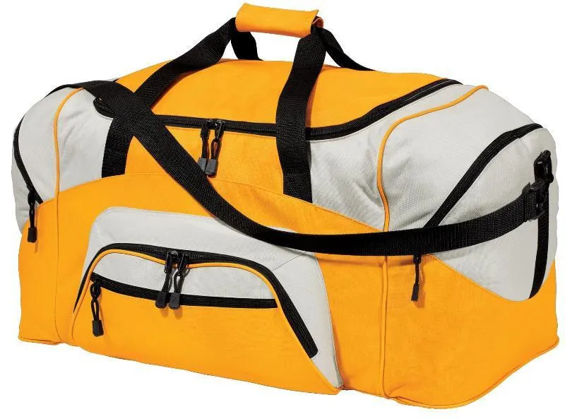 Poly Colorblock Sport Duffel  With Two Large Zippered Pockets