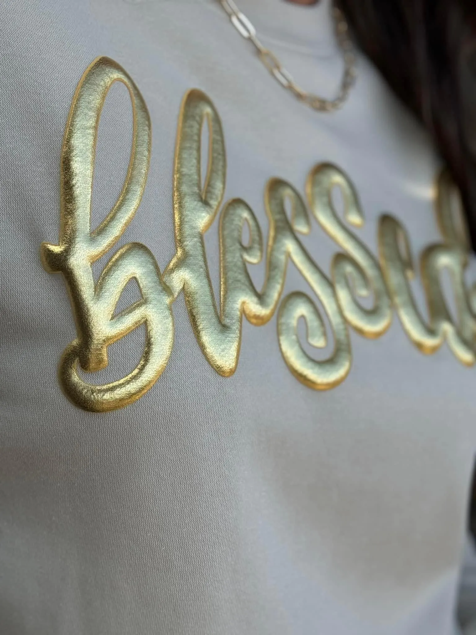 "Blessed" Gold Metallic Sweatshirt