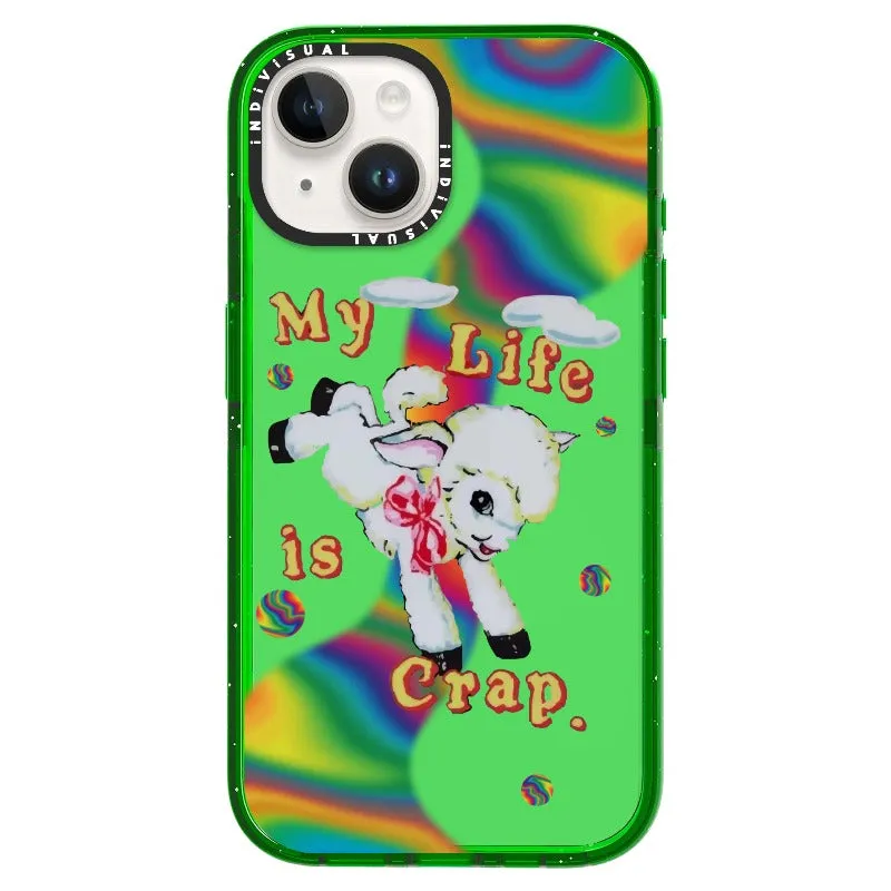 "My Life is Crap" Vintage Style and Y2K Fuzzy Rainbow Phone Case_iPhone Ultra-Impact Case [1446103]