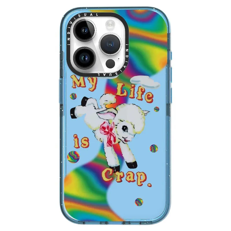 "My Life is Crap" Vintage Style and Y2K Fuzzy Rainbow Phone Case_iPhone Ultra-Impact Case [1446103]