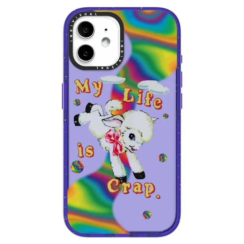 "My Life is Crap" Vintage Style and Y2K Fuzzy Rainbow Phone Case_iPhone Ultra-Impact Case [1446103]