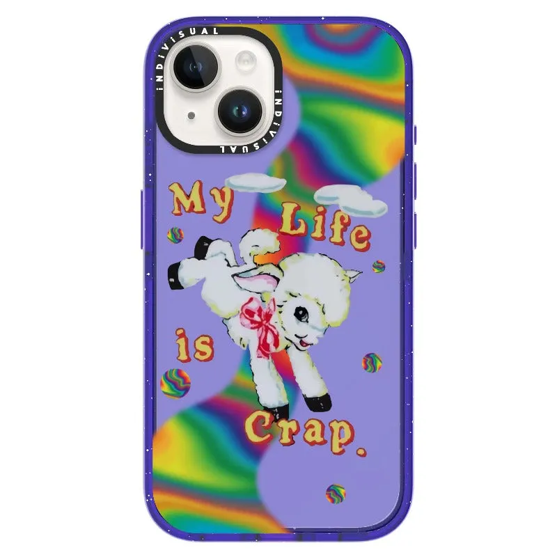 "My Life is Crap" Vintage Style and Y2K Fuzzy Rainbow Phone Case_iPhone Ultra-Impact Case [1446103]