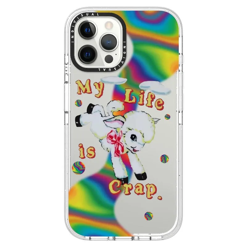 "My Life is Crap" Vintage Style and Y2K Fuzzy Rainbow Phone Case_iPhone Ultra-Impact Case [1446103]