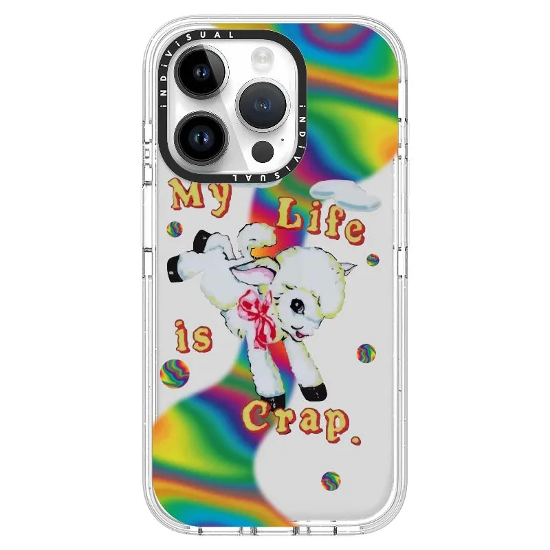 "My Life is Crap" Vintage Style and Y2K Fuzzy Rainbow Phone Case_iPhone Ultra-Impact Case [1446103]