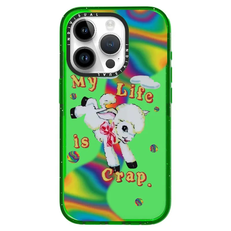 "My Life is Crap" Vintage Style and Y2K Fuzzy Rainbow Phone Case_iPhone Ultra-Impact Case [1446103]