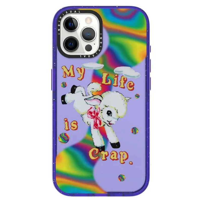 "My Life is Crap" Vintage Style and Y2K Fuzzy Rainbow Phone Case_iPhone Ultra-Impact Case [1446103]