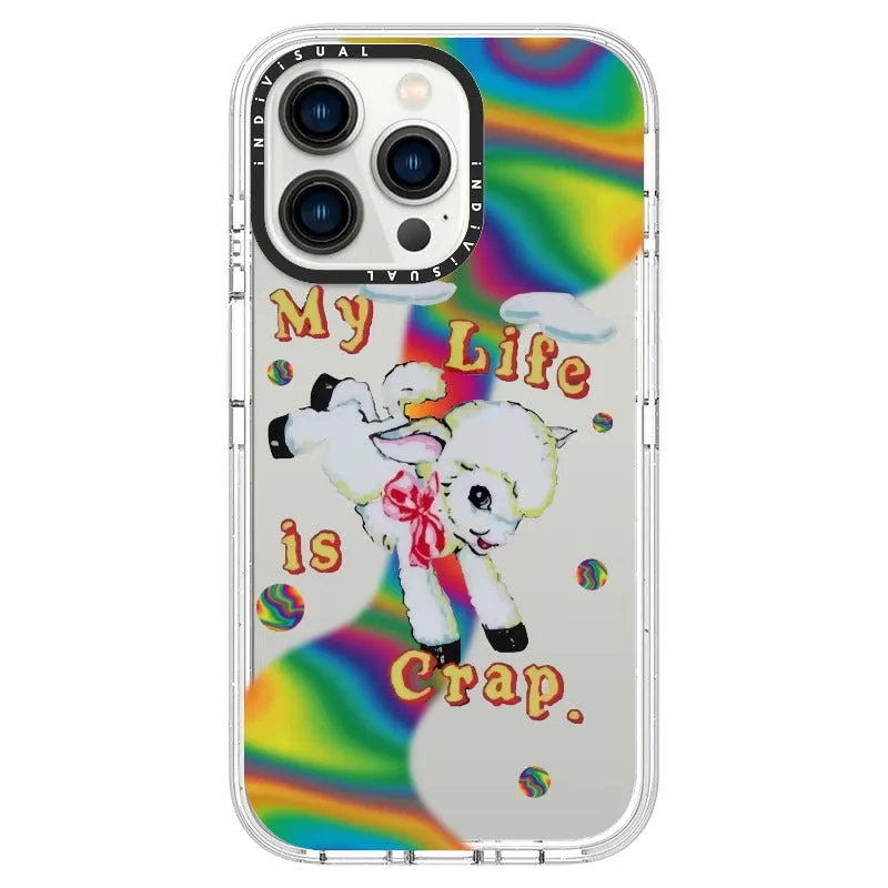 "My Life is Crap" Vintage Style and Y2K Fuzzy Rainbow Phone Case_iPhone Ultra-Impact Case [1446103]