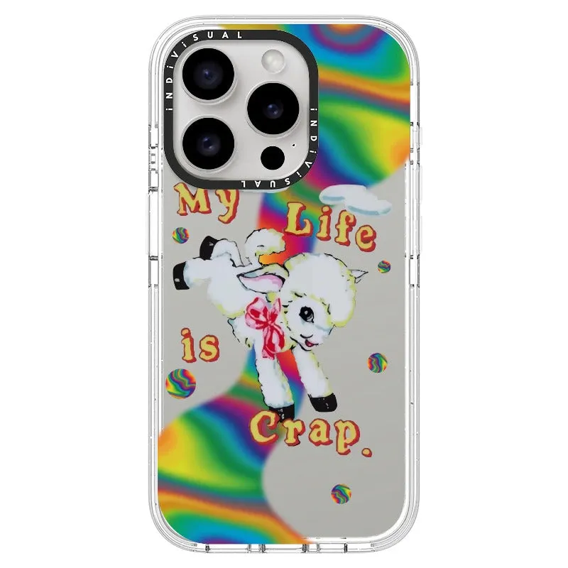 "My Life is Crap" Vintage Style and Y2K Fuzzy Rainbow Phone Case_iPhone Ultra-Impact Case [1446103]