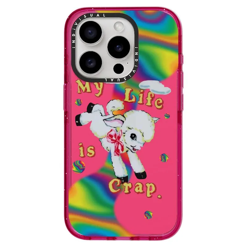 "My Life is Crap" Vintage Style and Y2K Fuzzy Rainbow Phone Case_iPhone Ultra-Impact Case [1446103]