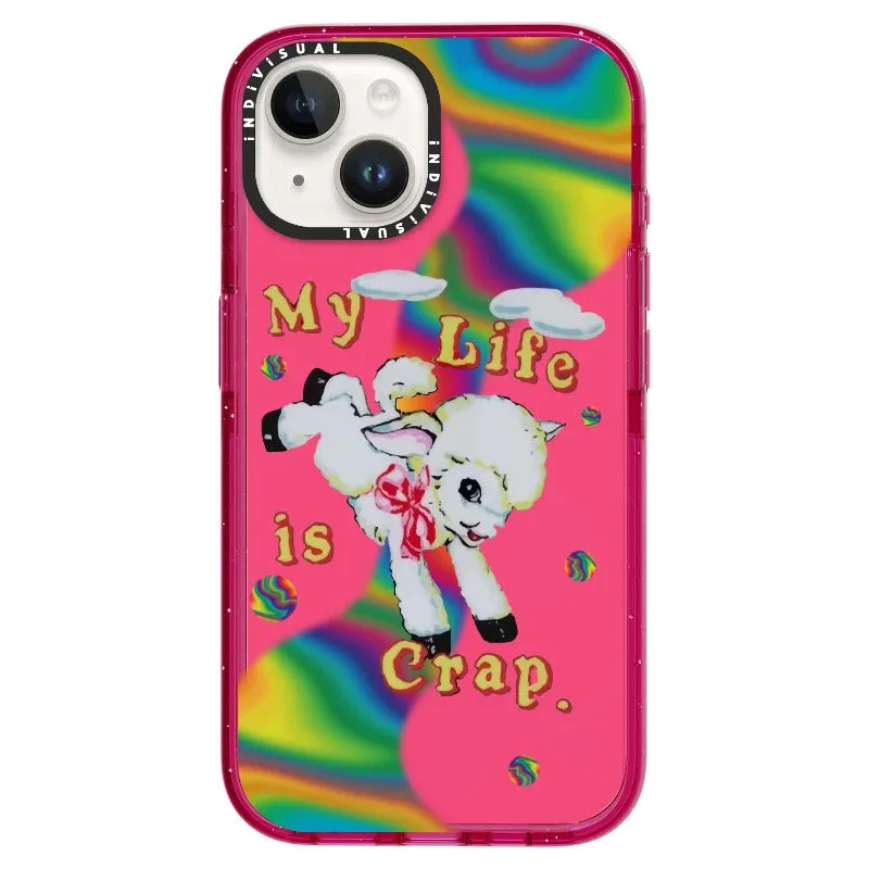 "My Life is Crap" Vintage Style and Y2K Fuzzy Rainbow Phone Case_iPhone Ultra-Impact Case [1446103]