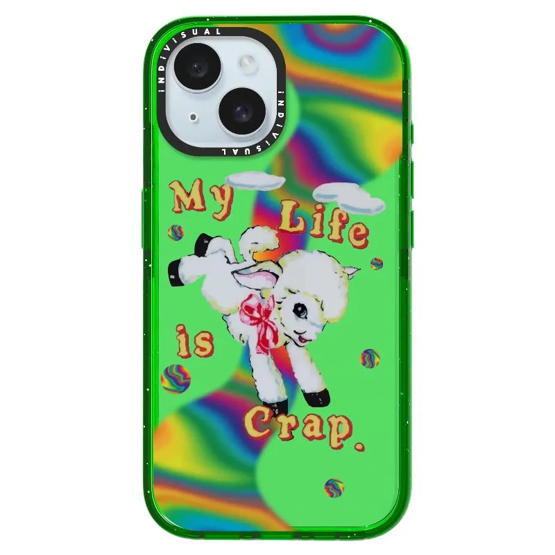 "My Life is Crap" Vintage Style and Y2K Fuzzy Rainbow Phone Case_iPhone Ultra-Impact Case [1446103]