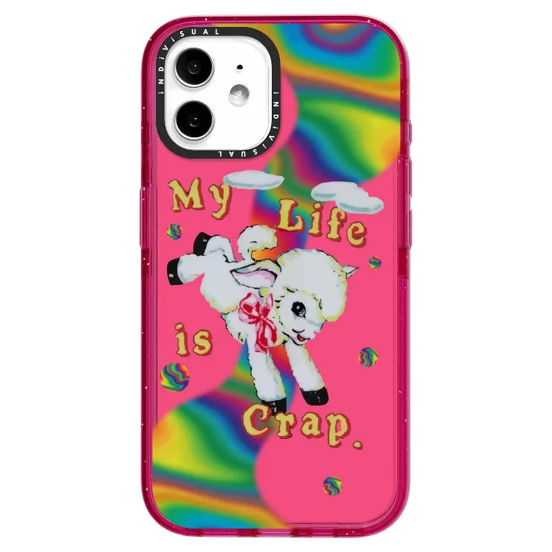 "My Life is Crap" Vintage Style and Y2K Fuzzy Rainbow Phone Case_iPhone Ultra-Impact Case [1446103]