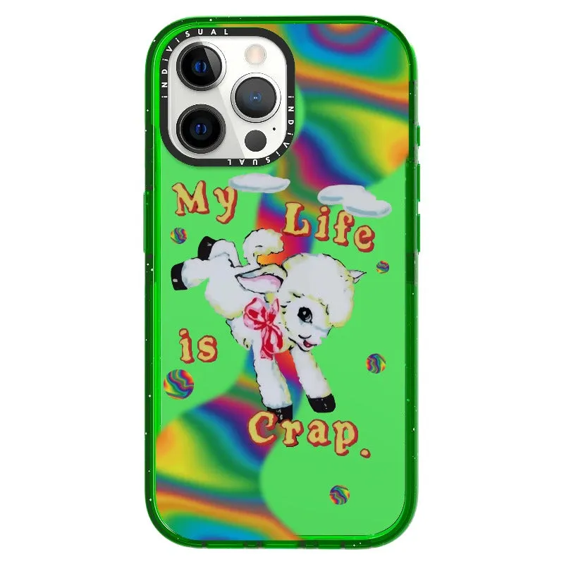 "My Life is Crap" Vintage Style and Y2K Fuzzy Rainbow Phone Case_iPhone Ultra-Impact Case [1446103]