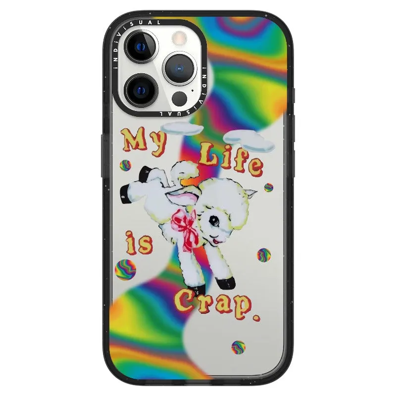 "My Life is Crap" Vintage Style and Y2K Fuzzy Rainbow Phone Case_iPhone Ultra-Impact Case [1446103]