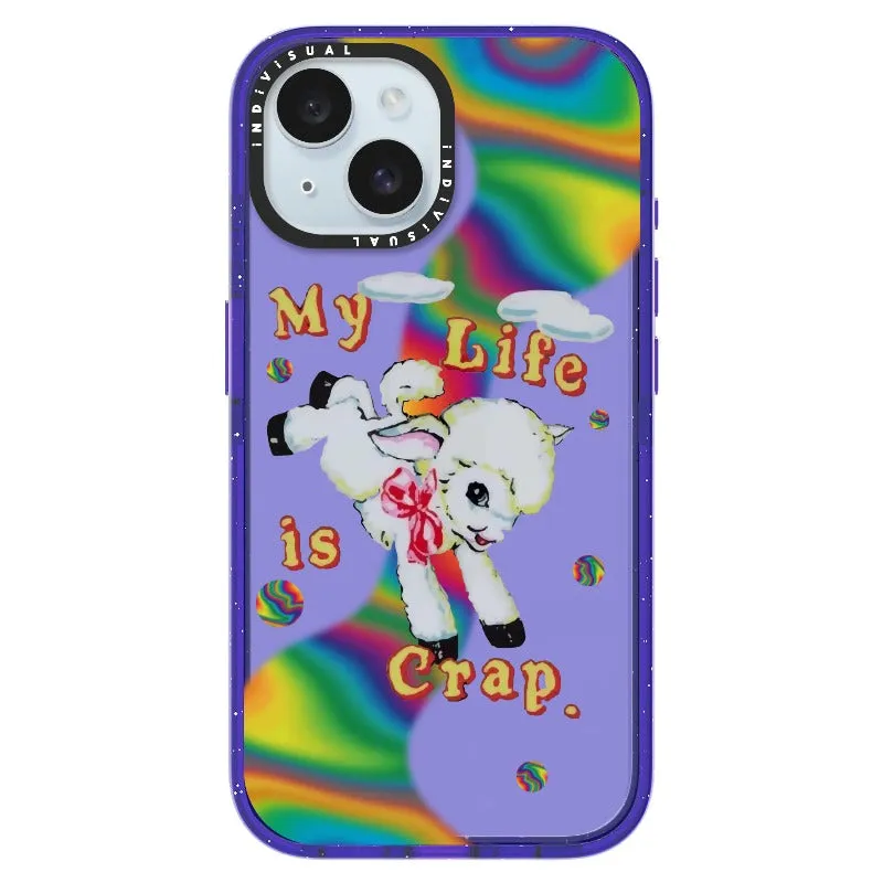 "My Life is Crap" Vintage Style and Y2K Fuzzy Rainbow Phone Case_iPhone Ultra-Impact Case [1446103]