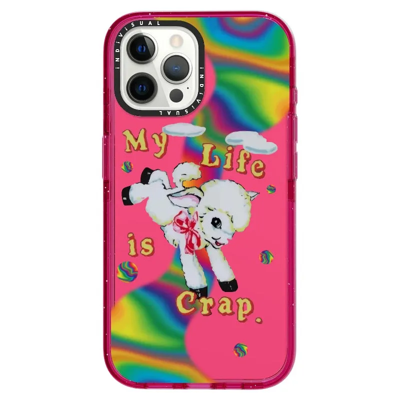 "My Life is Crap" Vintage Style and Y2K Fuzzy Rainbow Phone Case_iPhone Ultra-Impact Case [1446103]